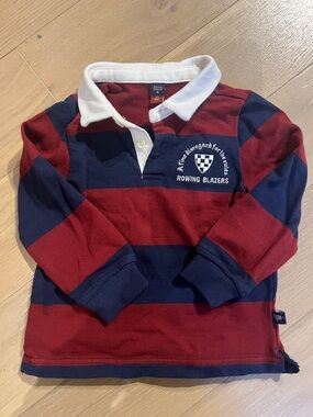 Rowing Blazers Kids Striped Rugby Polo - Red & Navy with White Collar